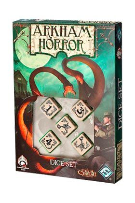 SET DE 5 DADOS COLOR HUESO (BONE) ARKHAM HORROR