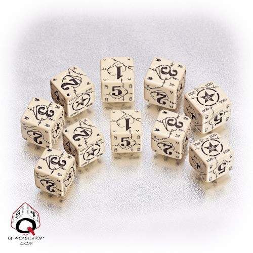 Portada de DADOS Q-WORKSHOP SET DE 10D6: BATTLE USA BEIGE-BLACK