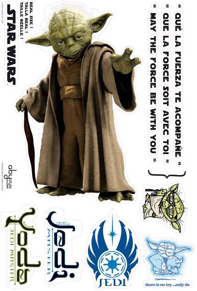 STAR WARS PLANCHA PEGATINAS YODA ESC 1/1