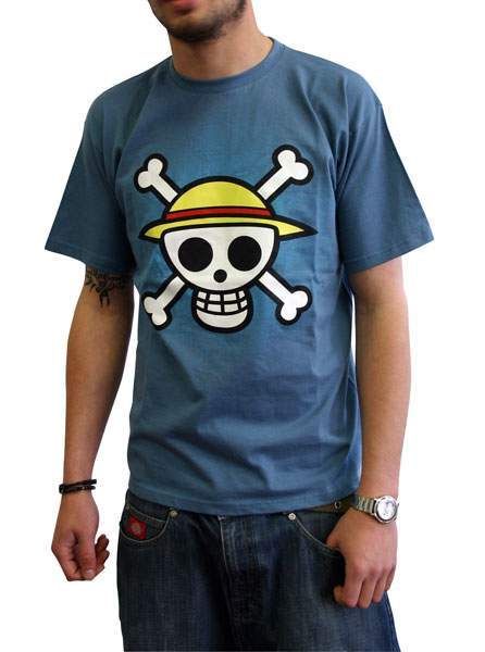ONE PIECE CAMISETA CHICO AZUL CALAVERA CON MAPA XXL