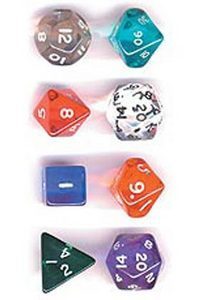 DADOS TRANSPARENTES 20 CARAS (50 UNIDS.)