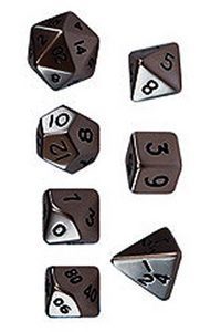 SET 7 DADOS METALICOS CROMADOS