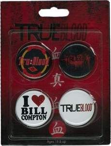 TRUE BLOOD SET A 4 CHAPAS I LOVE BILL