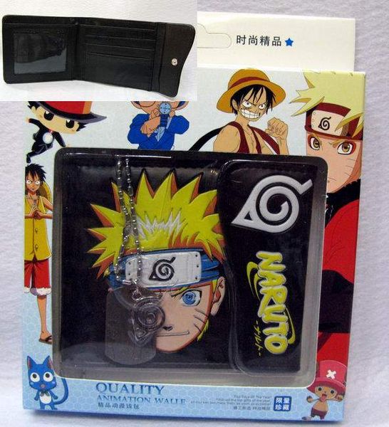 NARUTO CARTERA Y COLGANTE SIMBOLO HOJA