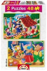 PUZZLE EDUCA 2X48 PZAS RICITOS DE ORO + CASITA DE CHOCOL