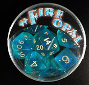 Caja 7 dados Fire Opal Aqua with Sapphire