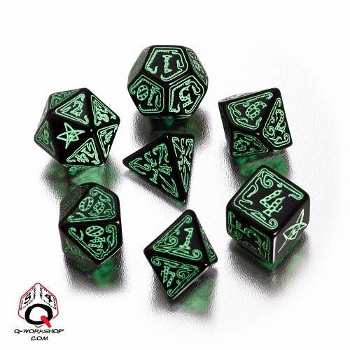 DADOS Q-WORKSHOP CALL OF CTHULHU DICE SET BLACK / GREEN