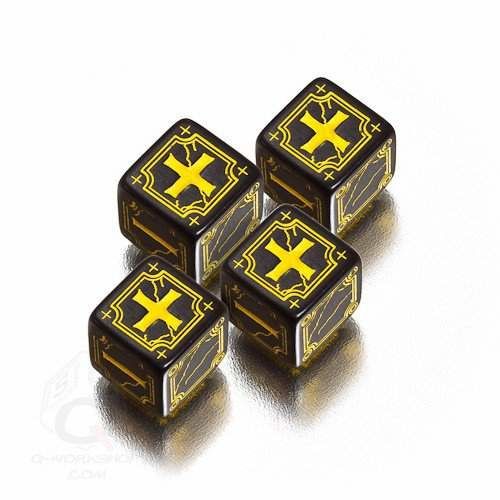 DADOS Q-WORKSHOP SET DE 4 D6: FUDGE BLACK-YELLOW