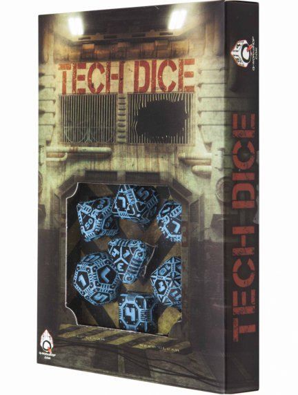 DADOS Q-WORKSHOP SET DE 7: TECH DICE BLACK-BLUE