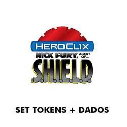 MARVEL HEROCLIX: NICK FURY SET TOKENS + DADOS