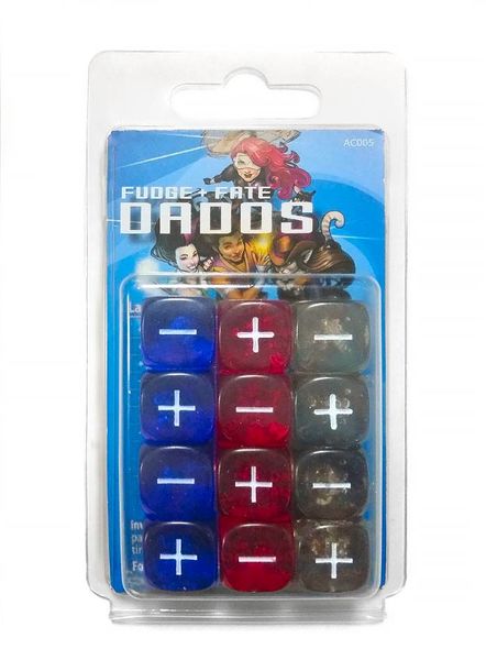 FATE DADOS FUDGE: AZUL ROJO Y TRANSPARENTE