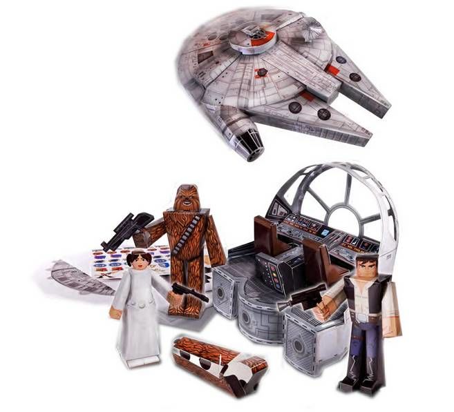 STAR WARS SET FIGURAS PAPERCRAFT MILLENNIUM FALCON VEHICLE PACK