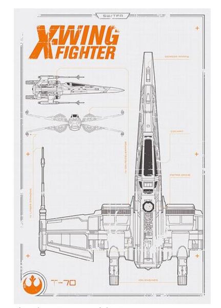 STAR WARS POSTER X-WING PLANS 61X91CM