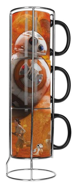 STAR WARS EP7 SET 3 TAZAS APILABLES BB-8 DROIDES