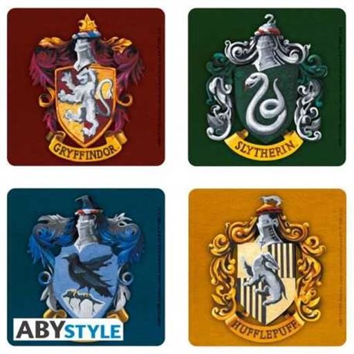 HARRY POTTER SET 4 POSAVASOS ESCUDO CASAS