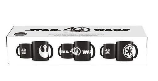 STAR WARS SET DELUXE 3 TAZAS GRABADO LASER CERAMICA 40 ANIVERSARIO