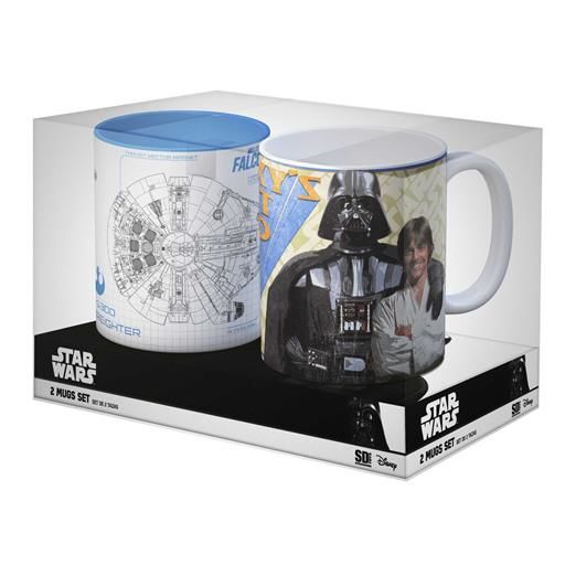 STAR WARS PACK OFERTA 05: SET 2 TAZAS BEST DAD + HALCON BLUEPRINT