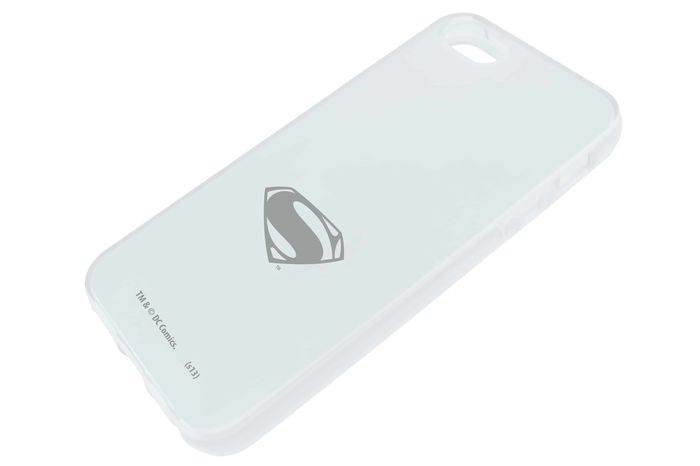 FUNDA SILICONA TPU LOGO SUPERMAN BLANCA IPHONE 5S MAN OF STEEL