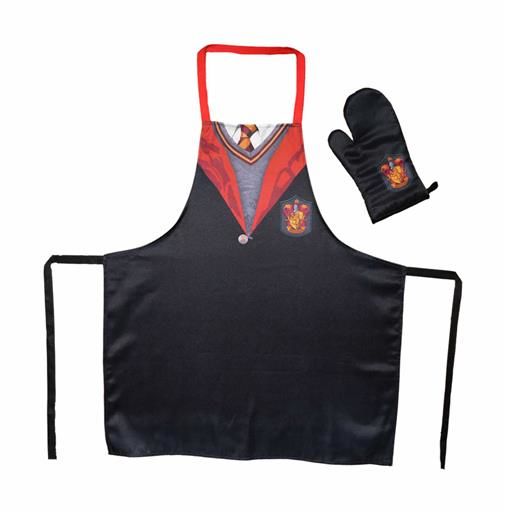 HARRY POTTER DELANTAL Y MANOPLA PACK CARTON GRYFFINDOR UNIFORME ESCOLAR