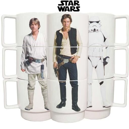 STAR WARS SET 3 TAZAS APILABLES CON PERSONAJES