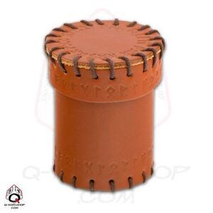 CUBILETE DADOS Q-WORKSHOP BROWN RUNIC LEATHER CUP                          
