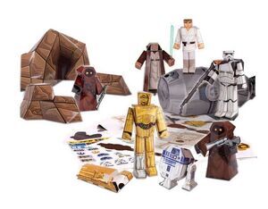 STAR WARS SET FIGURAS PAPERCRAFT ESCAPE POD DESERT PACK                    