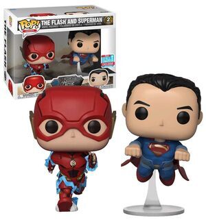 LIGA DE LA JUSTICIA PACK 2 FIG 9CM POP FLASH Y SUPERMAN                    