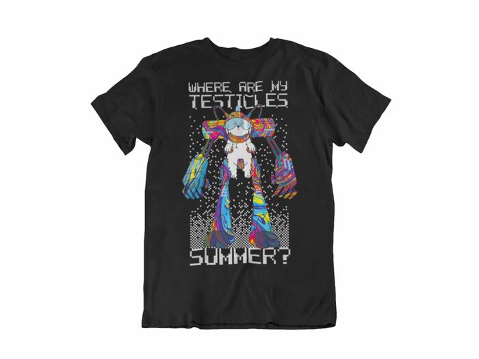 CAMISETA WHERE ARE MY TESTICLES RICK Y MORTY T-M