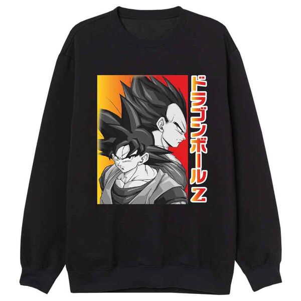 SON GOKU / VEGETA TALLA XL SUDADERA SIN CAPUCHA NEGRA CHICO DRAGON BALL