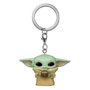 STAR WARS THE MANDALORIAN LLAVERO POCKET POP! VINYL BABY YODA CON TAZA 4 CM