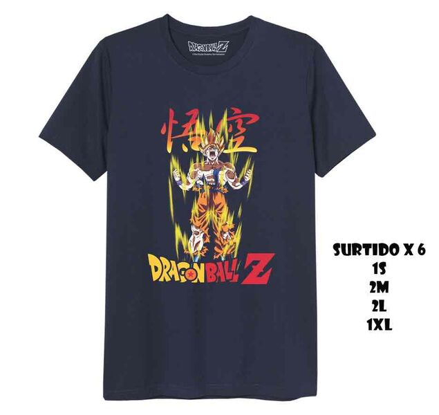 SURTIDO 6 CAMISETAS (1S/2M/2L/1XL) SUPER SAIYAN GOKU NEGRA CHICO DRAGON BALL