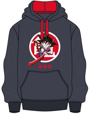 DRAGON BALL Z SUDADERA AZUL CON CAPUCHA GOKU CON BASTN MGICO L