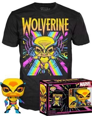 MARVEL X-MEN SET MINIFIGURA + CASMISETA WOLVERINE M (BLACKLIGHT) POP! & TEE