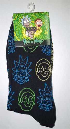 RICK Y MORTY CALCETINES ADULTO NEGRO SILUETAS