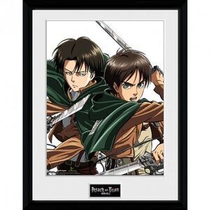 ATAQUE A LOS TITANES POSTER ENMARCADO LEVI Y EREN