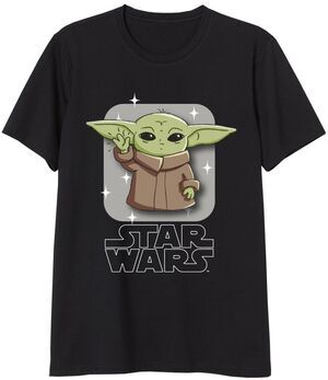 STAR WARS THE MANDOLORIAN CAMISETA NEGRA BABY YODA ESTRELLITAS S