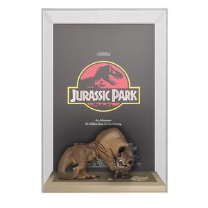 JURASSIC PARK POP! MOVIE POSTER & FIGURA TYRANNOSAURUS REX & VELOCIRAPTOR 9 CM