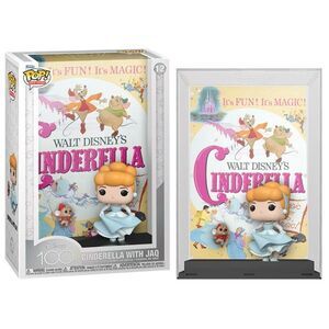 DISNEY'S 100TH ANNIVERSARY POP! MOVIE POSTER + FIG 9 CM CINDERELLA WITH JAQ F-12