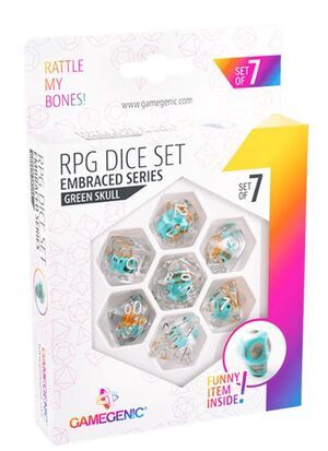 GAMEGENIC: GREEN SKULL RPG DICE SET (7PCS)