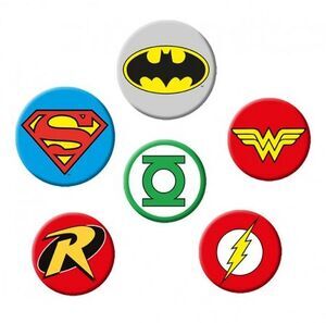 DC COMICS PACK 6 CHAPAS LOGOTIPOS