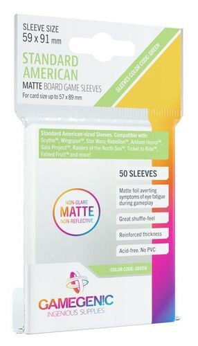GAMEGENIC: MATTE STD AMERICAN-SIZED BOARDGAME SLEEVES 59X91M               