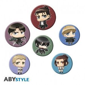 ATTACK ON TITAN BADGE PACK PERSONAJES CHIBI