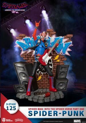 MARVEL DIORAMA PVC D-STAGE SPIDER-MAN: A TRAVS DEL SPIDER-VERSE PARTE ONE-SPIDER-PUNK 15 CM