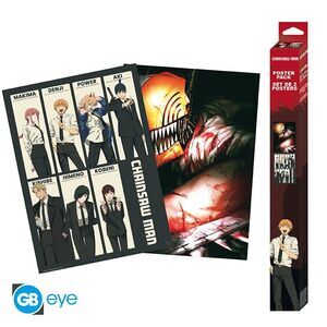 CHAINSAW MAN SET 2 POSTERS CHIBI 52X38 CM CAZADORES DE DEMONIOS