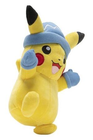 POKMON PELUCHE PIKACHU CON GORRO Y MANOPLAS DE INVIERNO 20 CM