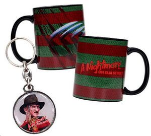 TAZA COLORES FREDDY + REGALO LLAVERO METALICO PESADILLA EN ELM STREET