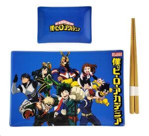 MY HERO ACADEMIA SET DE PLATO + PALILLO DE SUSHI DE CERAMICA CLASE 1-A