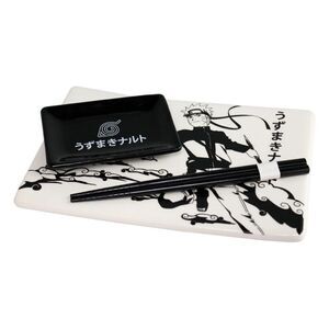 NARUTO SHIPPUDEN PLATOS + PALILLOS DE SUSHI DE CER�MICA NARUTO