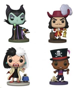 DISNEY VILLAINS POP! PACK MALEFICENT; EVIL QUEEN; CRUELLA DE VIL AND CAPTAIN HOOK