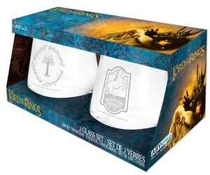 EL SE�OR DE LOS ANILLOS JUEGO DE 2 VASOS PONEY ENCABRITADO Y �RBOL DE GONDOR